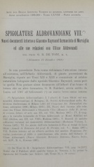 Spigolature aldrovandiane 8: Nuovi documenti intorno a Giacomo Raynaud farmacista di Marsiglia ed alle sue relazioni con Ulisse Aldrovandi del Prof. G. B. De Toni, M. E.