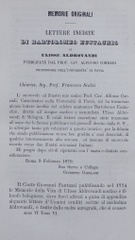 Lettere inedite di Bartolomeo Eustachio ad Ulisse Aldrovandi pubblicate dal Prof. Cav. Alfonso Corradi professore nell'Universita' di Pavia