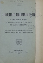 Spigolature aldrovandiane 14: Cinque lettere inedite di Antonio Compagnoni di Macerata ad Ulisse Aldrovandi