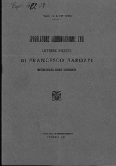 Spigolature aldrovandiane 17: lettere inedite di Francesco Barozzi, matematico del secolo decimosesto