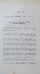 Spigolature aldrovandiane 10: Alcune lettere di Gabriele Falloppia ad Ulisse Aldrovandi