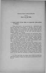Spigolature aldrovandiane 1: I placiti inediti di Luca Ghini nei manoscritti aldrovandiani di Bologna