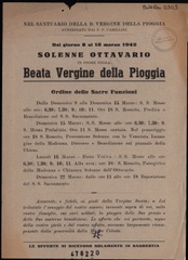 Solenne ottavario in onore della Beata Vergine della Pioggia : dal giorno 8 al 15 marzo 1942