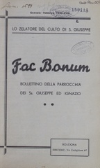 Fac bonum : bollettino della parrocchia dei SS. Giuseppe ed Ignazio : lo zelatore del culto di S. Giuseppe