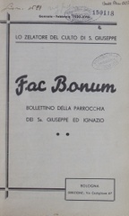 Fac bonum : bollettino della parrocchia dei SS. Giuseppe ed Ignazio : lo zelatore del culto di S. Giuseppe