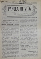 Parola di vita : bollettino parrocchiale di Marano
