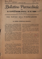 Bollettino parrocchiale dei SS. Filippo e Giacomo Apostoli, Ca' de' Fabbri : la voce del parroco