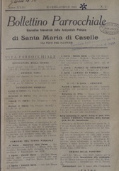 Bollettino parrocchiale : giornalino bimestrale della Arcipretale plebana di Santa Maria di Caselle : la Voce del pastore