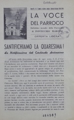 La Voce del parroco : bollettino mensile della Parrocchia di Pontecchio Bolognese