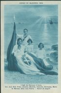 Anno di guerra 1915:  i figli dei sovrani d'Italia L.L. A.A. R.R. princ. Jolanda, Mafalda, Umberto, Giovanna, Maria ai marinai della cara patria saluti ed auguri