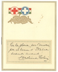 Calendario 1918 con augurio di Carolina Isolani a Giuseppe Fumagalli