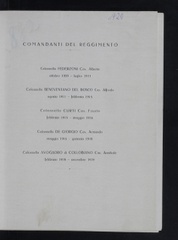 Calendario 1920 con elenco degli ufficiali di reggimento