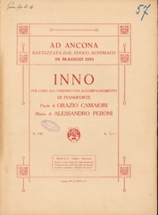 Ad Ancona battezzata dal fuoco austriaco 24 maggio 1915 : inno per coro all'unisono con accompagnamento di pianoforte