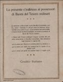 La presente s'indirizza ai possessori di Buoni del Tesoro ordinari