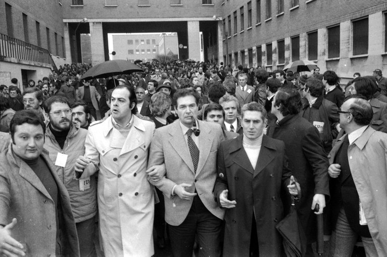 Il comizio di Luciano Lama viene contestato all'Università La Sapienza. Roma, 17.2.1977