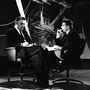 Federico Fellini e Sergio Zavoli durante le riprese di «Un’ora (e ½) con il regista di 8 ½». Roma, 5.4.1964