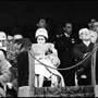 La Regina Elisabetta II e il presidente Giovanni Gronchi al Concorso ippico a Piazza di Siena. Roma, 3 maggio 1961