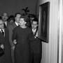 Palma Bucarelli, con abito di Antonio De Luca, in occasione della giornata inaugurale della Mostra di Modigliani alla Galleria Nazionale d’Arte Moderna. Roma, 30.1.1959