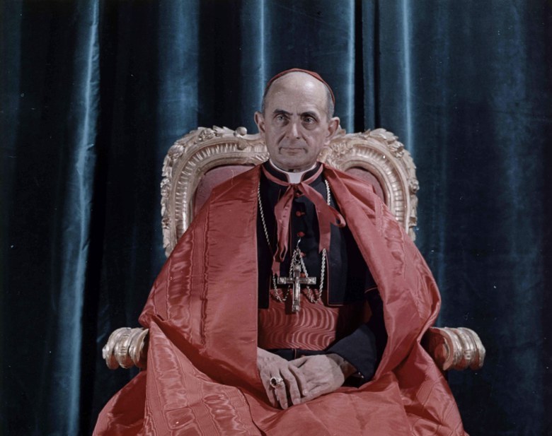 Cardinale Giovanni Battista Montini, eletto papa al sesto ballottaggio del conclave il 21 giugno 1963 con il nome di Paolo VI.