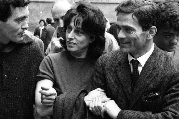 Franco Citti, Anna Magnani, Pier Paolo Pasolini ed Ettore Garofolo il primo giorno di riprese del film «Mamma Roma». Roma, 17.3.1962