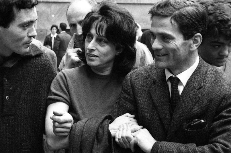 Franco Citti, Anna Magnani, Pier Paolo Pasolini ed Ettore Garofolo il primo giorno di riprese del film «Mamma Roma». Roma, 17.3.1962