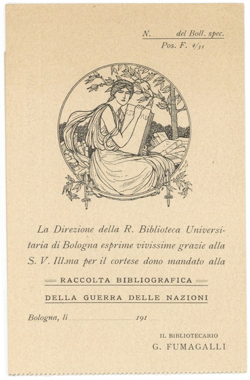 Cartolina Raccolta Bibliografica della Guerra delle Nazioni