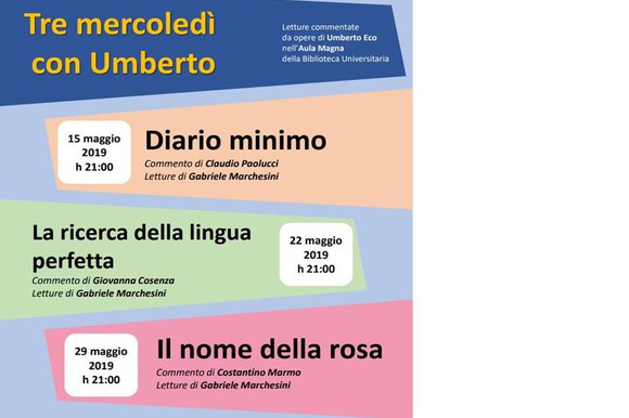 Tre mercoledì con Umberto | Letture commentate da opere di Umberto Eco nell'Aula Magna della Biblioteca Universitaria 