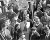 Enza Sampò alla manifestazione della Lega italiana per il divorzio a Piazza del Popolo. Roma, 13.11.1966