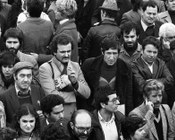 Grande folla allo sciopero generale indetto dalla federazione Cgil-Cisl-Uil dopo il rapimento di Aldo Moro. Roma, 16.3.1978