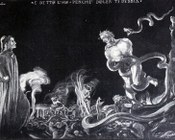 Dante incontra Vanni Fucci da Pistoia. Alberto Martini (1876-1954)