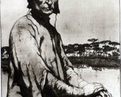 Ritratto di Dante di Romeo Bonomelli. Acquaforte. XIX secolo