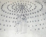 Beatrice conforta Dante all'esame (Par. XXV). Sandro Botticelli (1447-1510). Berlino, Gabinetto delle stampe