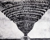 La voragine infernale di Sandro Botticelli. Punta d'argento e inchiostro, su pergamena. 1480-1495. Biblioteca Apostolica Vaticana