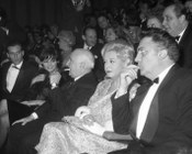 Federico Fellini, Giulietta Masina, Angelo Rizzoli e Claudia Cardinale in sala alla première del film «8 ½». Roma, 13.2.1963