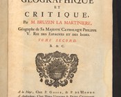 Antoine Augustin Bruzen de La Martinière, Le grand dictionnaire geographique et critique…, La Haye, P. Gosse, R. C. Alberts, P. de Hondt; Amsterdam, Herm. Uytwerf & Franc. Changuion; Rotterdam, Jean Daniel Beman, 1730, vol. 2. Frontespizio.