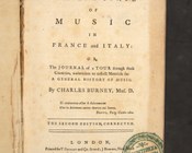 Charles Burney, The present state of music in France and Italy or the Journal of a tour through those Countries…, London, Thomas Becket & Co.; J. Robson; G. Robinson, 1773. Frontespizio