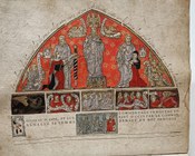 Atrio dell'Aula Magna della Biblioteca Universitaria di Bologna: percorso espositivo della mostra "L'oro dei filosofi"