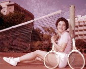 Silvana Lazzarino, tennista undici volte campionessa d'Italia, ritratta durante gli allenamenti. Roma, 16 ottobre 1956