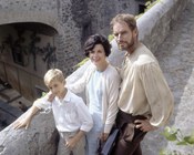 Charlton Heston con la moglie e il figlio sul set del film «Il tormento e l'estasi». Todi, 8 giugno 1964