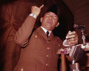 Sukarno Akmed, presidente della Repubblica d’Indonesia, durante la visita di stato in Italia. Roma, 10 giugno 1956