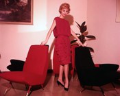 Anna Maria Gambineri indossa un abito di Rapuano. Roma, 18.3.1960