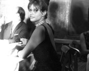 Claudia Cardinale, con abito di Mingolini-Gugenheim, alla serata di assegnazione del Premio Strega. Roma, 6.7.1960