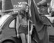 Ragazza al comizio del Partito Comunista Italiano a Piazza Esedra. Roma, 19.5.1971