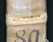 Sul dorso del codice sono visibili il nome dell'autore e il titolo, databili al sec. XVII, e la lettera "K", non identificata. Al di sotto è presente la segnatura "89", che collega il codice ai due tomi del manoscritto BUB, Aldrovandi 99/I-II.