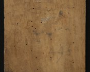 Cynosorchis species flore purpureo punctis distincto - tavoletta xilografica, fase preparatoria legno di pero, verso