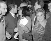Pier Paolo Pasolini e Anna Magnani alla proiezione proibita del film «Non uccidere». Roma, 20.10.1961