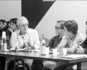 Pier Paolo Pasolini partecipa al dibattito su  "Gli orientamenti ideali della gioventù" insieme a  Cesare Luporini e Amos Cecchi. Festival dell’Unità di Firenze, 7.9.1975