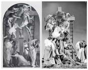 Deposizione di Volterra (Rosso Fiorentino, 1521) Olio su tavola, 341x201 Pinacoteca e Museo Civico, Volterra | Preparazione della scena della deposizione dalla croce sul set di «La ricotta», episodio del film «Ro.Go.Pa.G». Roma, 24.10.1962